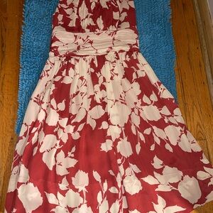 Elegant Red and White Floral Dress